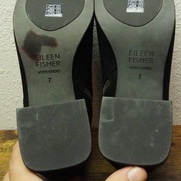 Eileen Fisher Black Suede Ankle Boots Womens 7 - Picture 7 of 7